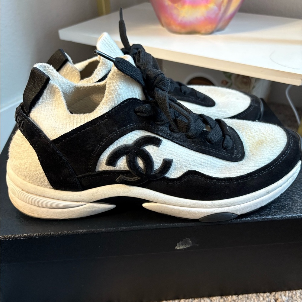 Chanel Black and White Sneakers